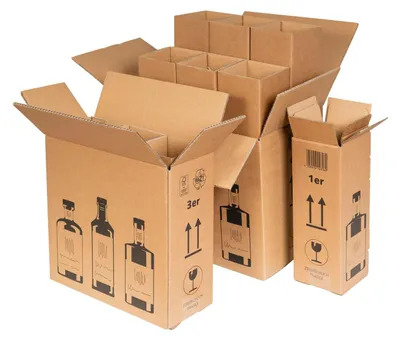 Produktbild von 5x Versandkarton für 6 Ginflaschen 326x226x278mm braun