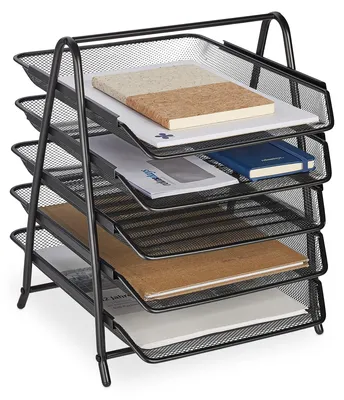 Briefablage Metall, 5 Fächer, Mesh, Schwarz