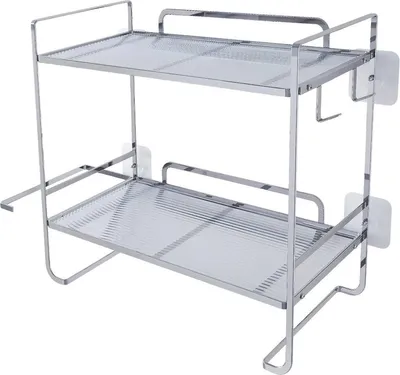 Produktbild von Über-Toilettenregal 2-stöckig - Wandmontage Badezimmer Regal mit Papierhalter & Haken - Silber