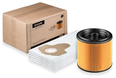 Produktbild von SQOON Service-Set geeignet für Parkside PNTS 1250/1300/1400 Staubsauger 5x, Faltenfilter 1x, Entspricht dem Original,Ideal zum Austausch von Staubbeuteln und Filter in Nass- und Trockensaugern