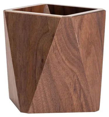 Produktbild von Stiftehalter aus Holz für den Schreibtisch, quadratischer Stiftehalter aus Holz, zur Aufbewahrung von Stiften, Schminkpinseln und kleinen Gegenständen (prismatisch)
