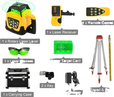 Zdjęcie produktu dla Laser obrotowy, funkcja samopoziomowania, zdalne sterowanie, zestaw zielonej wiązki 1