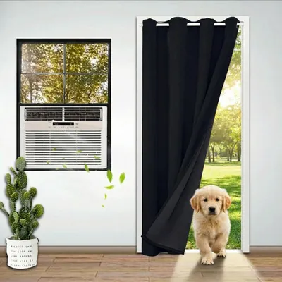 Obrázek produktu pro 132x203cm Blackout Thermal Door Curtain Solid Colour Eyelets Door Curtain
