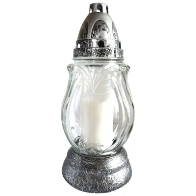 Zdjęcie produktu dla Szklana lampa cmentarna 24cm (80g) (pali się 24 godziny) początkowa