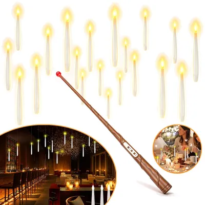 Produktbild von Flammenlose LED Kerze mit Zauberstab Fernbedienung, 10 Stück Halloween Schwimmende Kerzen, für Weihnachten Dekoration