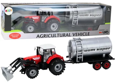 Image de Tracteur agricole avec pelle et benne, rouge
