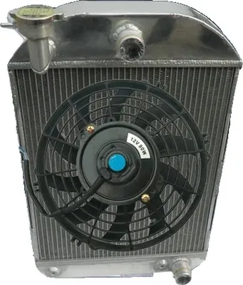 Image de radiateur en aluminium à 3 rangées, puissance de refroidissement optimisée, construction durable, ajustement parfait pour les modèles Ford classiques
