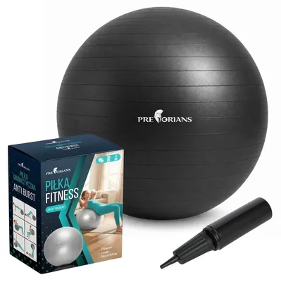 Produktbild von Gymnastikball 75 cm, Sitzball, Trainingsball für Fitness, Yoga, Schwangerschaftsgymnastik, mit Pumpe, Anti Burst, Schwarz