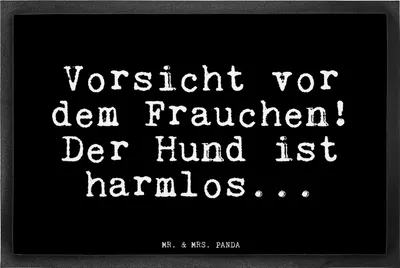 Produktbild von Mr. & Mrs. Panda Türvorleger Vorsicht vor dem Frauchen!... 40 x 60 cm - Schwarz - Geschenk, Bodenvorleger, Freundin, Sprüche, Hund, fußmatte, Schmutzmatte, Fussmatte
