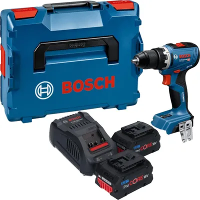 Zdjęcie produktu dla Akumulatorowa wiertarko-wkrętarka Bosch GSR 18V-65 Professional 18 V 63 Nm bezszczotkowa + 2x akumulator ProCORE 5,5 Ah + ładowarka + walizka L-Boxx