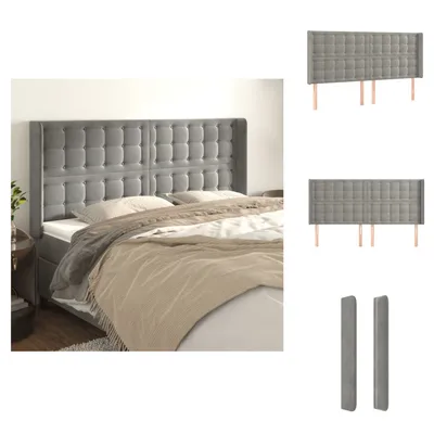 Produktbild von vidaXL Kopfteil mit Ohren Hellgrau 163x16x118/128 cm Samt -  Kopf- & Fußenden