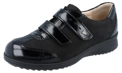 Immagine prodotto di Scarpa comoda Finn Comfort Desenzano, donna, nero, pelle, NUOVO - scarpe da donna Scarpe comode stringate, nero, pelle (pony)