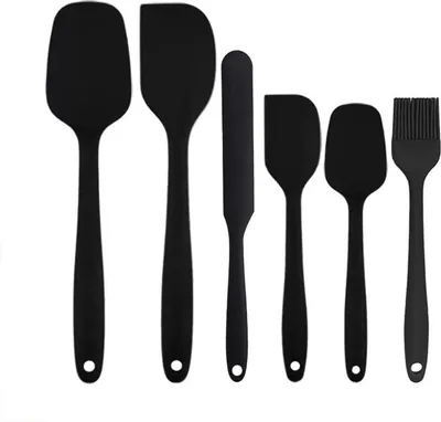 Produktbild von 6er Set Silikon Spatel - Hitzebeständiges Antihaft-Silikon Küchenutensilien Set zum Backen, Kochen & Rühren