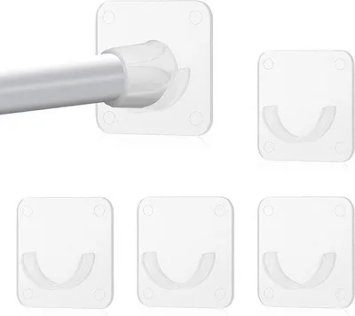 Produktbild von Badezimmer Accessoires - Set von 4 Stücken, Duschvorhanghalter mit Kleber - einfache Montage ohne Nägel