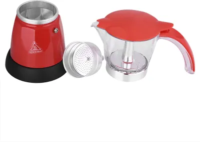 Obrázek produktu pro 300ml/6 šálků 480W Elektrický Moka Pot odnímatelný kuchyňský kávovar Červený
