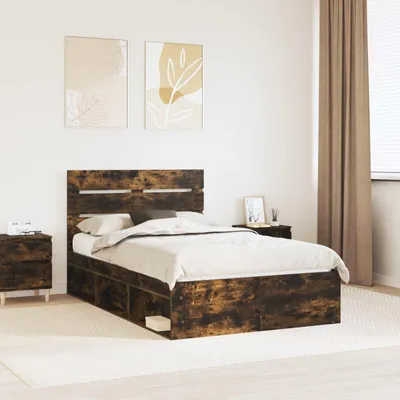 Zdjęcie produktu dla Maison Exclusive – rama łóżka z dębu wędzonego 135 x 190 cm Lite drewno sosnowe