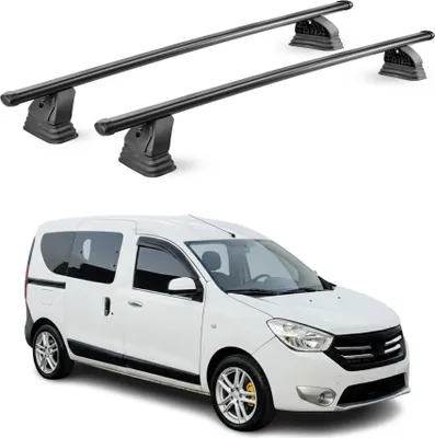 Productafbeelding van Stalen dakdragers voor Dacia Dokker, modeljaren 2012-2021, met afsluitbaar, draagvermogen 75 kg, 2-delig, zwart
