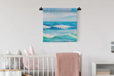 Produktbild von MuchoWow® Wandteppich Wandbehang Golf - Meer - Aquarell 60x60 cm Tapisserie Dekoration Wandtuch - Dekorationen - Wand Decke