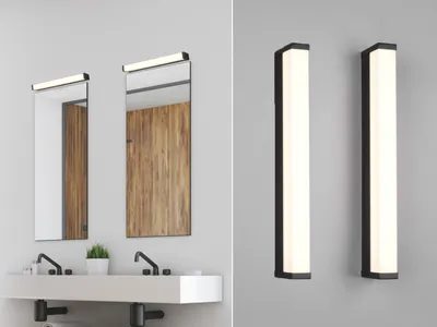 Produktbild von LED Wandlampe für Bad & 2er Set Schwarz 42,5cm Spiegelleuchten seitlich Badlampe