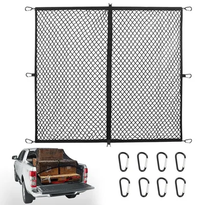 Obrázok produktu pre Sieť na upevnenie batožiny, 1,2 x 1,2 m, s 8 karabínami, určená pre nákladové vozidlá typu pickup