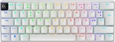 Obrázek produktu pro Logitech G PRO X 60, Kabelový a bezdrátový, RF bezdrátové + Bluetooth, Mechanický spínač, AZERTY, RGB LED, Bílá