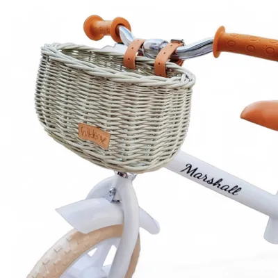 Obrázek produktu pro WikliBOX - Olivový proutěný košík na kolo s popruhy pro dítě Dumpy MINI 22x16xV12 cm