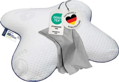 Produktbild von Nackenstützkissen, Schmetterlingskissen BUTTERFLY inkl. grauem Schonbezug, Memory-Schaum, Seiten- & Seitenkippschläfer, Ergonomie-Produkt, CASIMUM