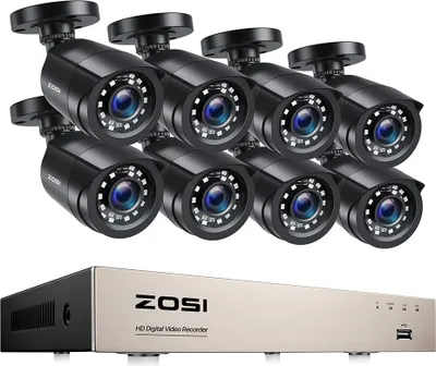 Obrázek produktu pro Bezpečnostní kamerový systém ZOSI, rozlišení 1080P, 8CH DVR, 8CH DVR x 8 kamer, 1T