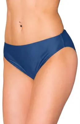 Zdjęcie produktu dla Spodenki bikini damskie Aquarti ze średnim paskiem – klasyczne spodenki bikini damskie w jednolitych kolorach, kolor: ciemnoniebieski, rozmiar: 42