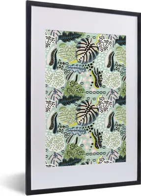 Produktbild von MuchoWow® MuchoWow® Gerahmtes Poster Dschungel - Blätter - Pflanzen 40x60 cm - Poster mit zchwarzem Bilderrahmen - Poster in Rahmen