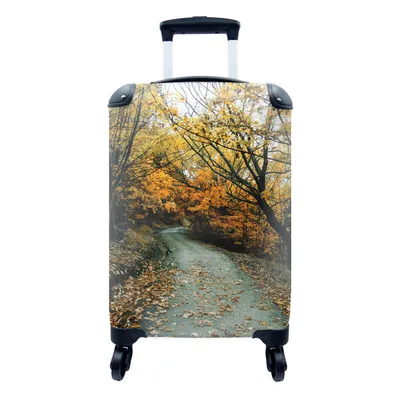 Produktbild von MuchoWow® Koffer Handgepäck Trolley Rollkoffer Kleine Reisekoffer mit 4 Rollen - Blätter - Herbst - Wald - Cabin Size < 55x40x23 cm & 55x40x20 cm - Fotokoffer - Kabinenkoffer - Boardgepäck - Reise-Box - Reisekoffer - Reisegepäck - Koffer mit Bild - Trolley für Kinder