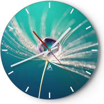 Produktbild von Wanduhr - Rund - Glasuhr - Pflanze Natur - 30x30cm - Schleichendes Uhrwerk - Lautlos - zum Aufhängen bereit - Dekoration Modern - Wanddekoration aus Glas - C3AR30x30-3991