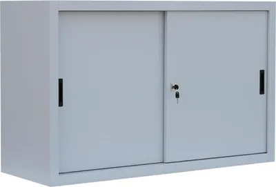 Produktbild von Schiebetürenschrank Aktenschrank Sideboard aus Stahl grau 75x160x45cm 550130
