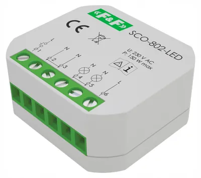Zdjęcie produktu dla F&F | Dimmer SCO-802-LED - 230V - Uniwersalny - Z Softstartem i Funkcją Pamięci - Łatwa Instalacja
