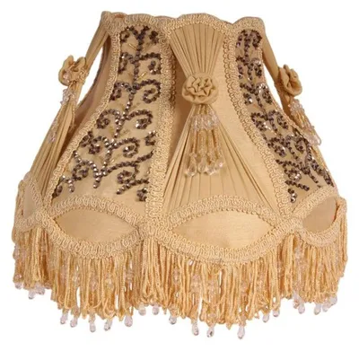 Produktbild von Lampenschirm im viktorianischen Stil, 31 cm hoch - Gelb - Stoff