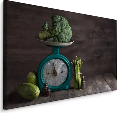 Produktbild von Fabelhafte Canvas LEINWAND BILDER 90x60 cm XXL Kunstdruck Gemüse Küchenwaage Retro