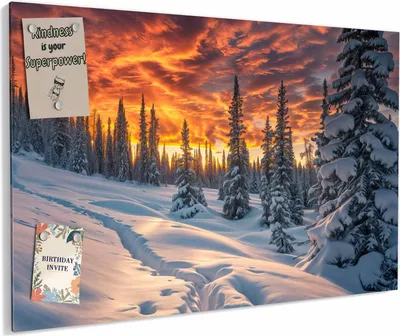 Produktbild von Magnettafel 60x40cm magnetisch & beschreibbar Metall-Board - Winter Sonnenuntergang