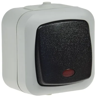 Zdjęcie produktu dla Odporny na wilgoć przełącznik sterujący ChiliTec, IP44 250V AC/ 10A, z ramką natynkową, szary