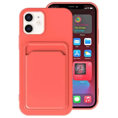 Immagine prodotto di Smartphonica Custodia in silicone per iPhone 11 con portacarte - Rosa Rosso
