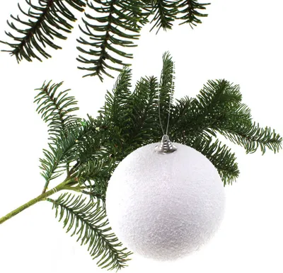 Produktbild von Weihnachtskugel 13,5cm weiß Schneeball Hänger Baumschmuck Christbaumkugel Winter