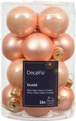 Produktbild von Weihnachtskugeln Glas 3,5cm 16 Stück - Pfirsich Perle