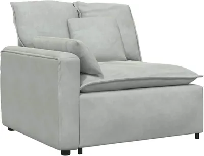 Produktbild von vidaXL Modulares Sofa Endmodul mit Armlehne Kissen Hellgrau 100 cm