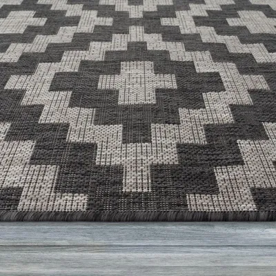 Produktbild von TT Home In-& Outdoorteppich Wetterfest Terrasse Geometrisches Rauten Boho Skandi Design Größe 120x160 cm