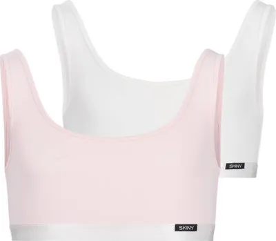 Produktbild von SKINY Mädchen Bustier, 2er Pack - Sport BH, Baumwolle Stretch Rosa/Beige 176