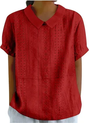 Produktbild von Damen Mit Print Sommer Bluse Lässiges Farbblock-/ lockere, Bequeme Kurzarm-Tops mit V-Ausschnitt