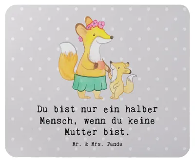 Produktbild von Mr. & Mrs. Panda Mousepad Mutter Herz - Grau Pastell - Geschenk, Mouse Pad, Mauspad, computer, mousematte, mausteppich