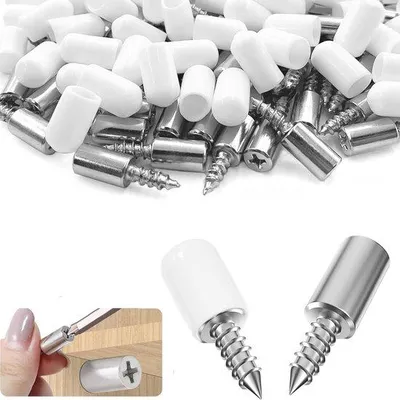 Produktbild von Regalbodenträger - 50 Stück - Möbelstifte mit Antirutschhülsen - Vernickeltes Metall - Regalhalter für Schränke, Möbel und Bücherregale