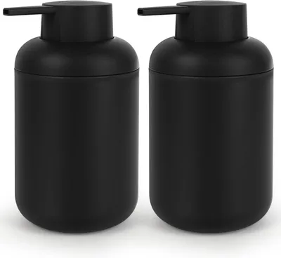 Immagine prodotto di Set di dispenser per sapone, 2 pezzi, capacità 330 ml, colore nero, con pompa, per il bagno