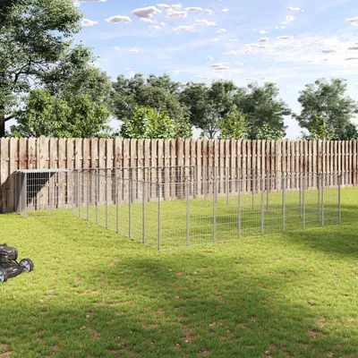 Produktbild von vidaXL Hundezwinger Silbern 25,41 m² Stahl
