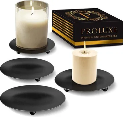 Image de Bougeoirs noirs en métal, 4 pièces
